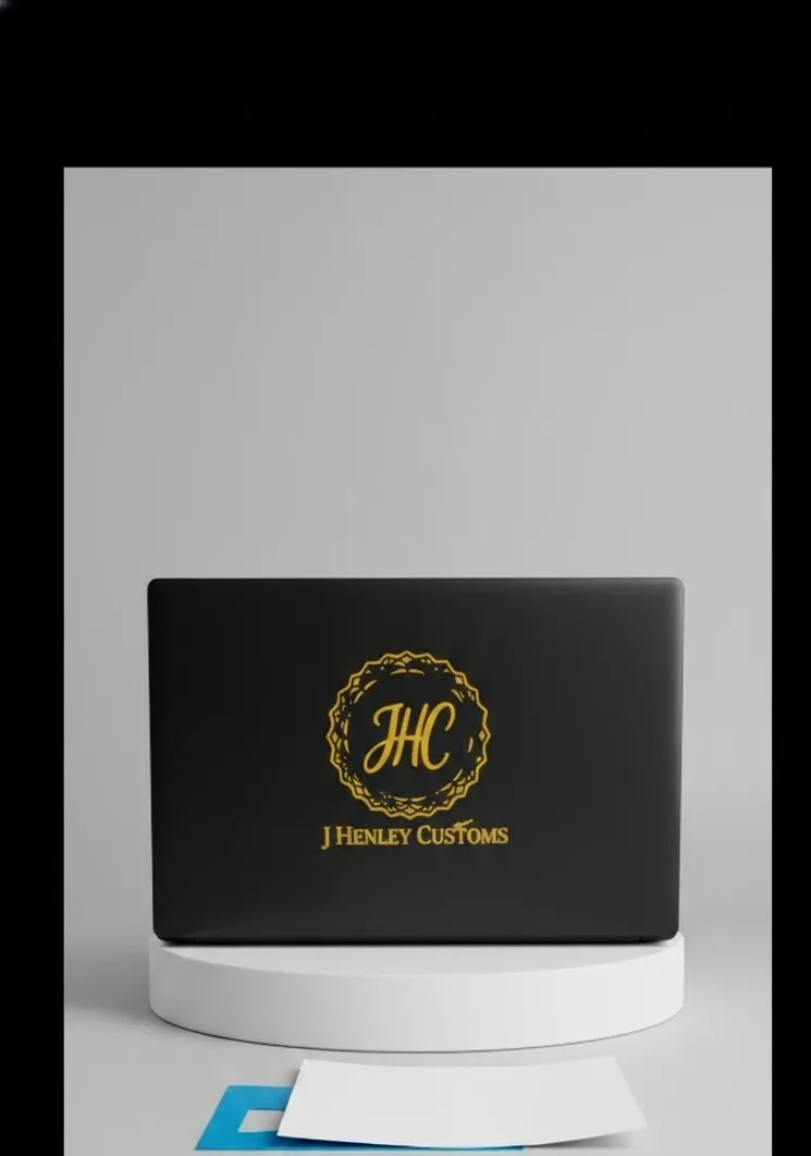 J Henley Customs gold laptop decal